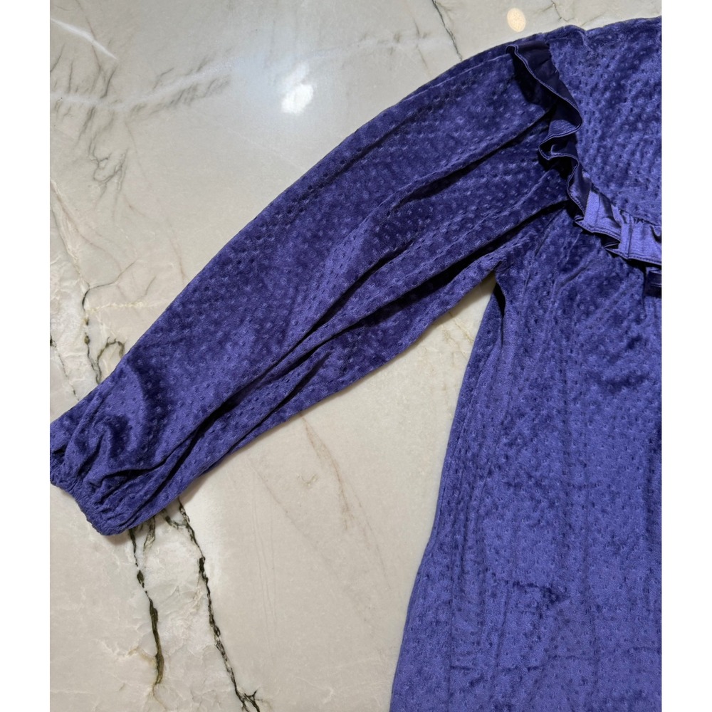 Donna Richard Gilligan O'Malley Vintage Purple Velvet Ruffle Maxi Robe USA Made - Picture 7 of 16